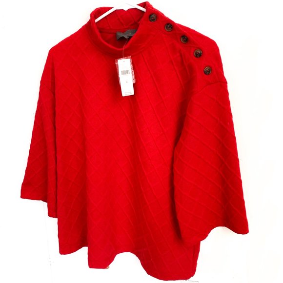 NWT anthropologie mollie button-shoulder top red M - Picture 2 of 6